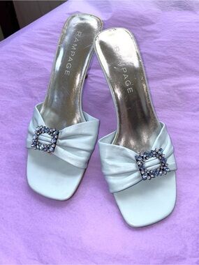Rampage Women’s Baby Blue Embellished Slide Sandals